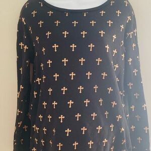 Wildfox Black Top with Gold Crosses